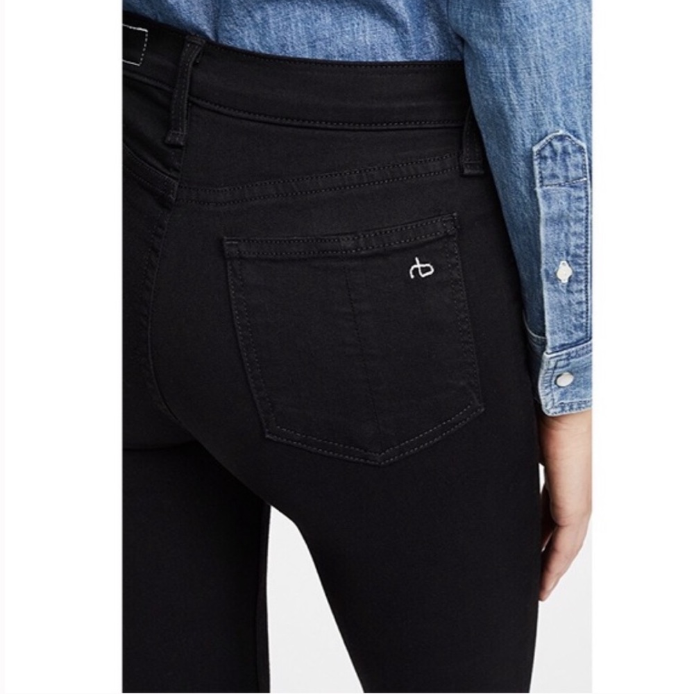 RAG & BONE frayed hem skinny jeans black size 24 like new - Picture 3 of 11